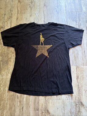 HAMILTON Broadway Musical Theater Show Concert Star Logo Black Tee Adult XL